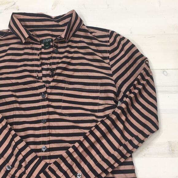 J. Crew striped 3/4 button up pullover career professional shirt sz XS - Picture 1 of 3
